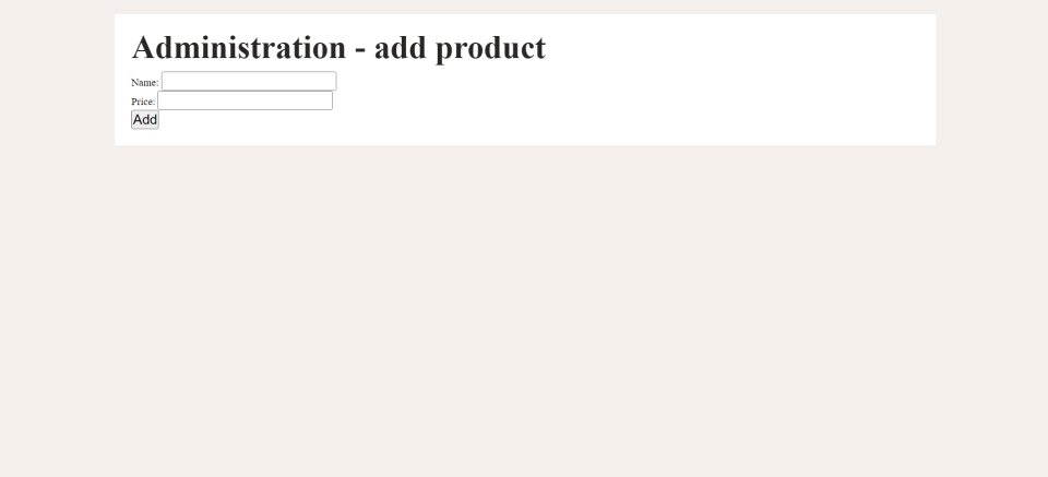 Page to add product