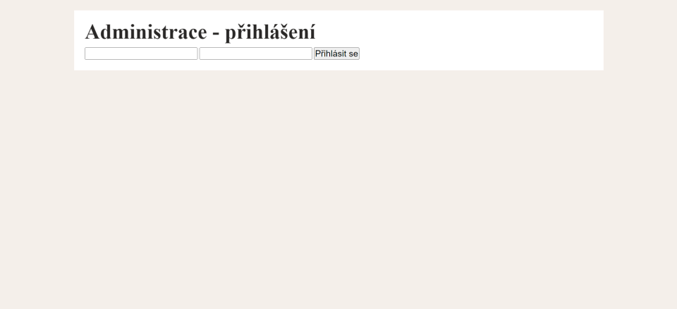 Stránka pro přihlášení do administrace