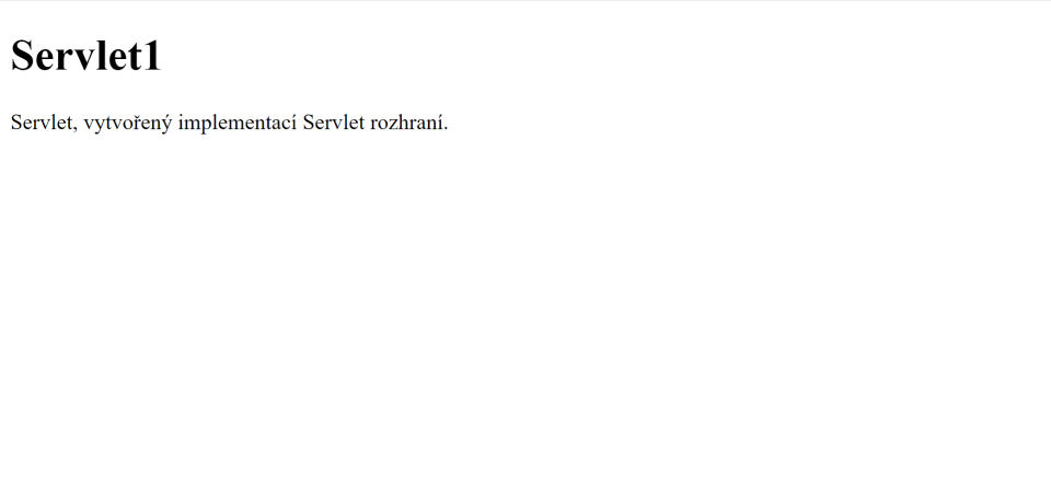 Stránka pro servlet vytvořený implementací Servlet rozhraní