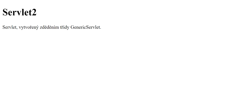 Stránka pro servlet vytvořený zděděním třídy GenericServlet