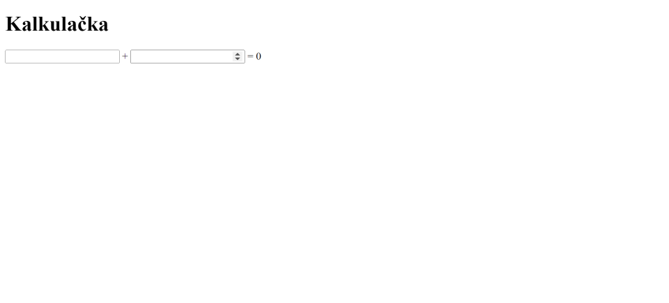 Stránka s kalkulačkou ukázkové aplikace
