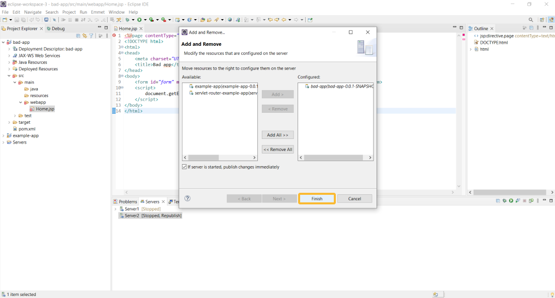 Přidání druhého serveru do Eclipse IDE - část 5