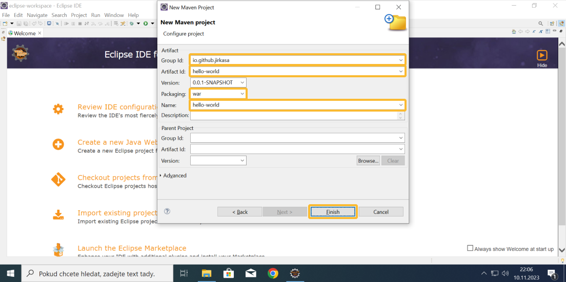 Vytvoření Maven projektu v Eclipse IDE - část 3