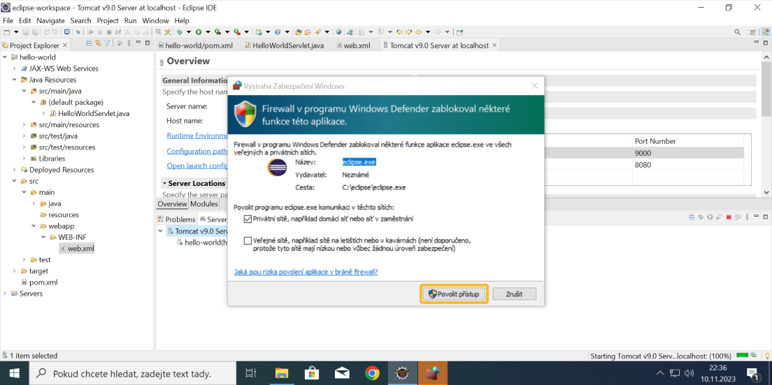 Spuštění Tomcat serveru v Eclipse IDE - část 6