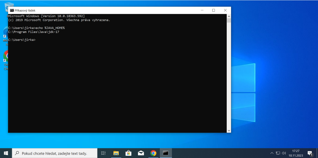 Nastavení systémové proměnné JAVA_HOME - část 10