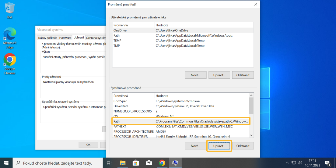 Nastavení systémové proměnné JAVA_HOME - část 4