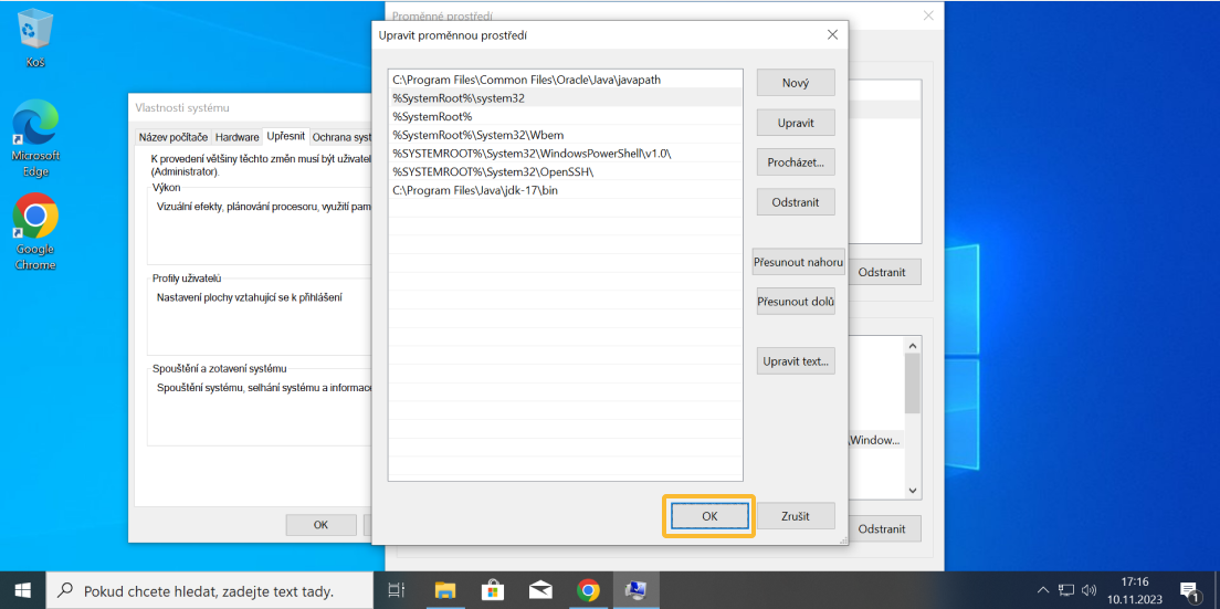 Nastavení systémové proměnné JAVA_HOME - část 6