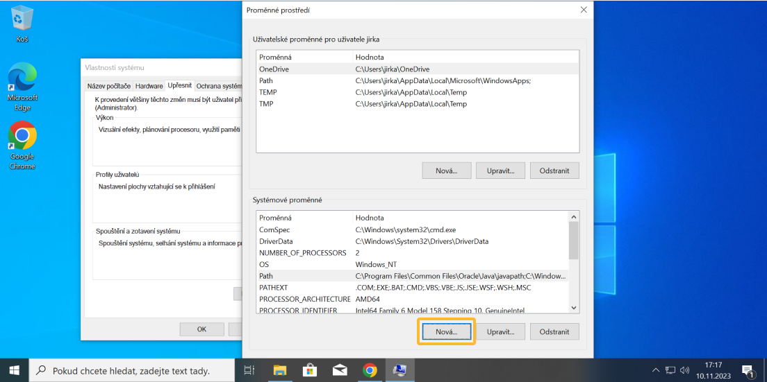 Nastavení systémové proměnné JAVA_HOME - část 7