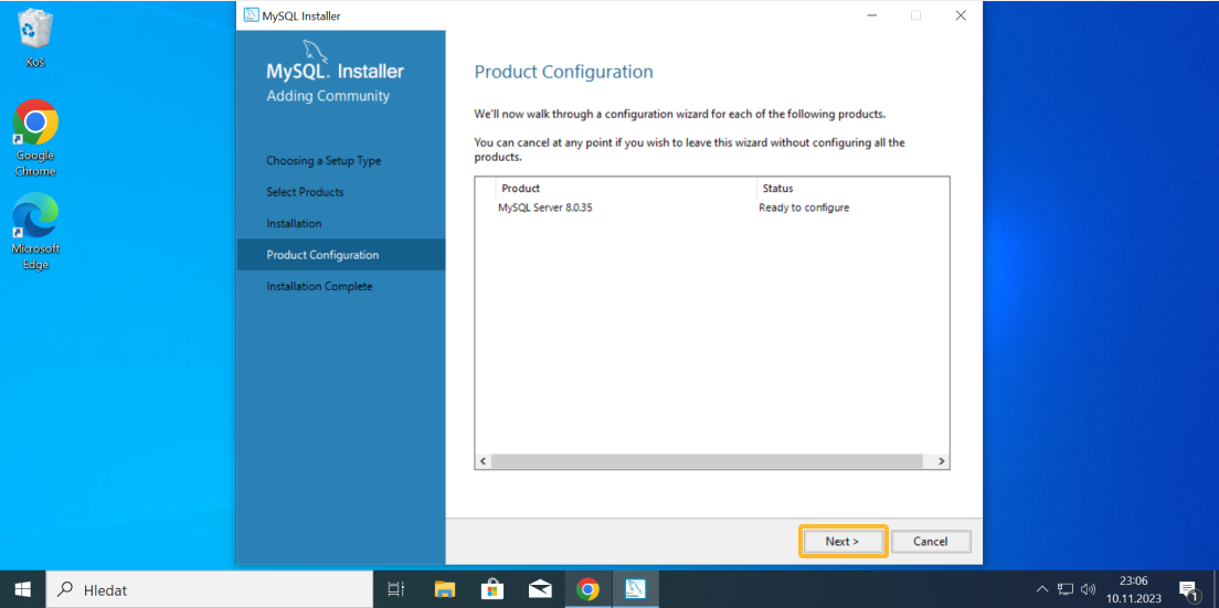 Instalace MySQL - část 17