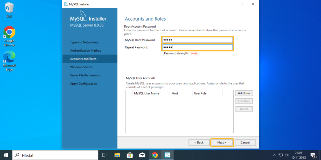 Instalace MySQL - část 20