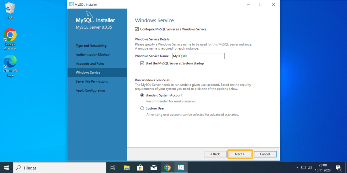 Instalace MySQL - část 21