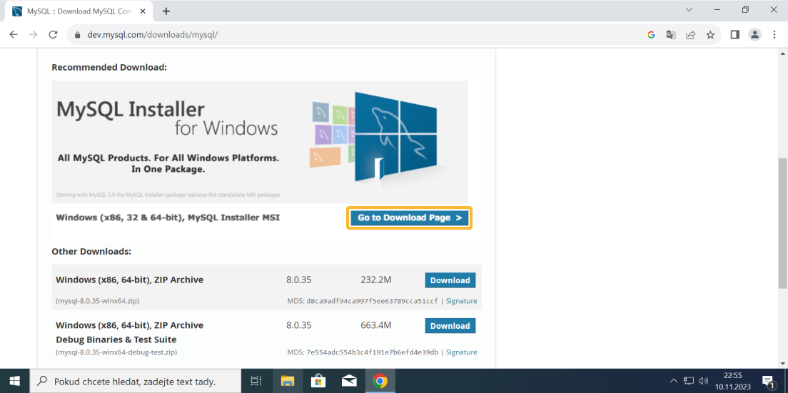 Instalace MySQL - část 3