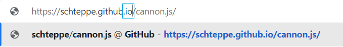 přejmenování .com na .io v URL adrese pro Cannon.js Demos